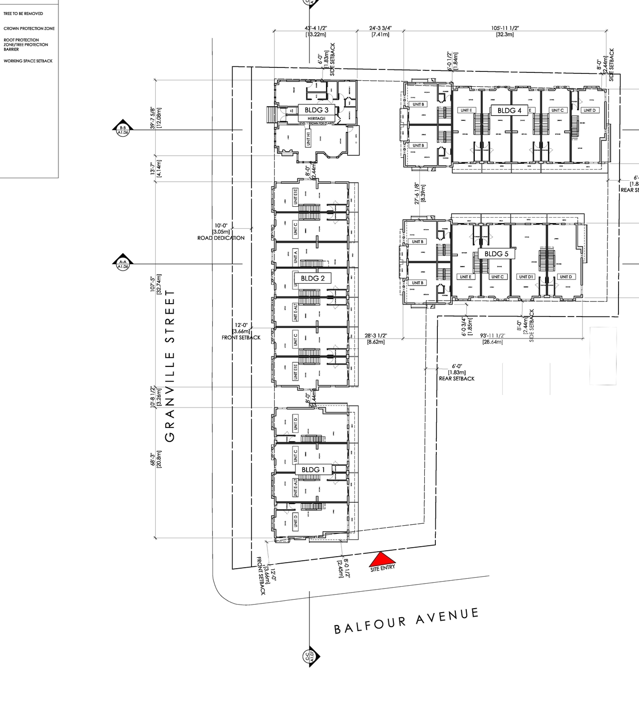 Construction site plan for project from page 67 of the file 'Application booklet'