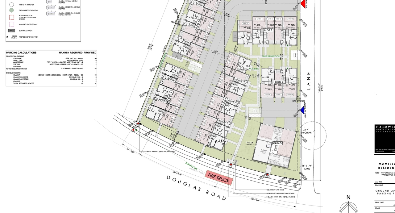 Construction site plan for project from page 65 of the file 'Application booklet'